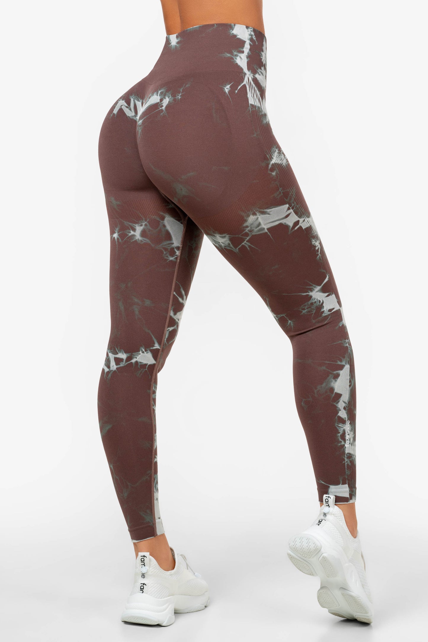 Brown Tie Dye Scrunch Leggings - for dame - Famme - Leggings