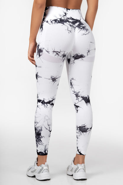 White Tie Dye Scrunch Leggings