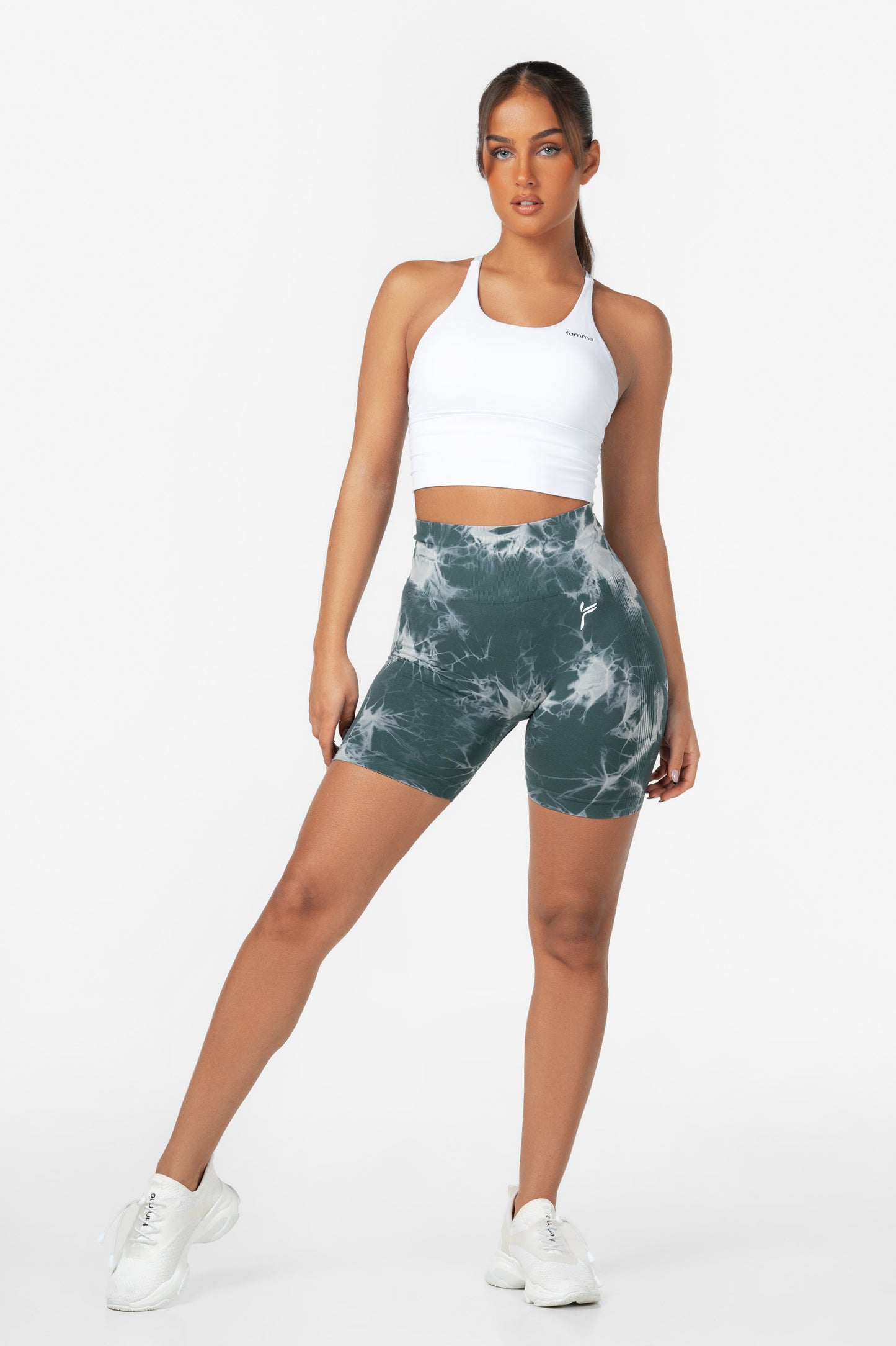 Green Tie Dye Scrunch Shorts