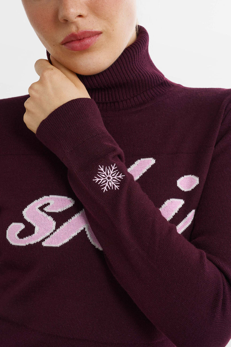 Retro Ski Sweater · Bordeaux/Pink