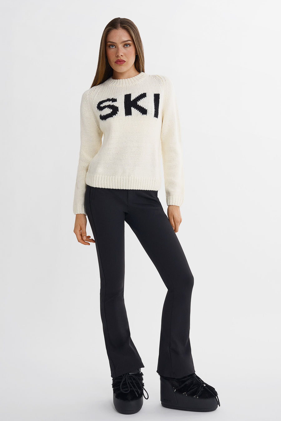 SKI Chunky Knit Sweater · White/Black
