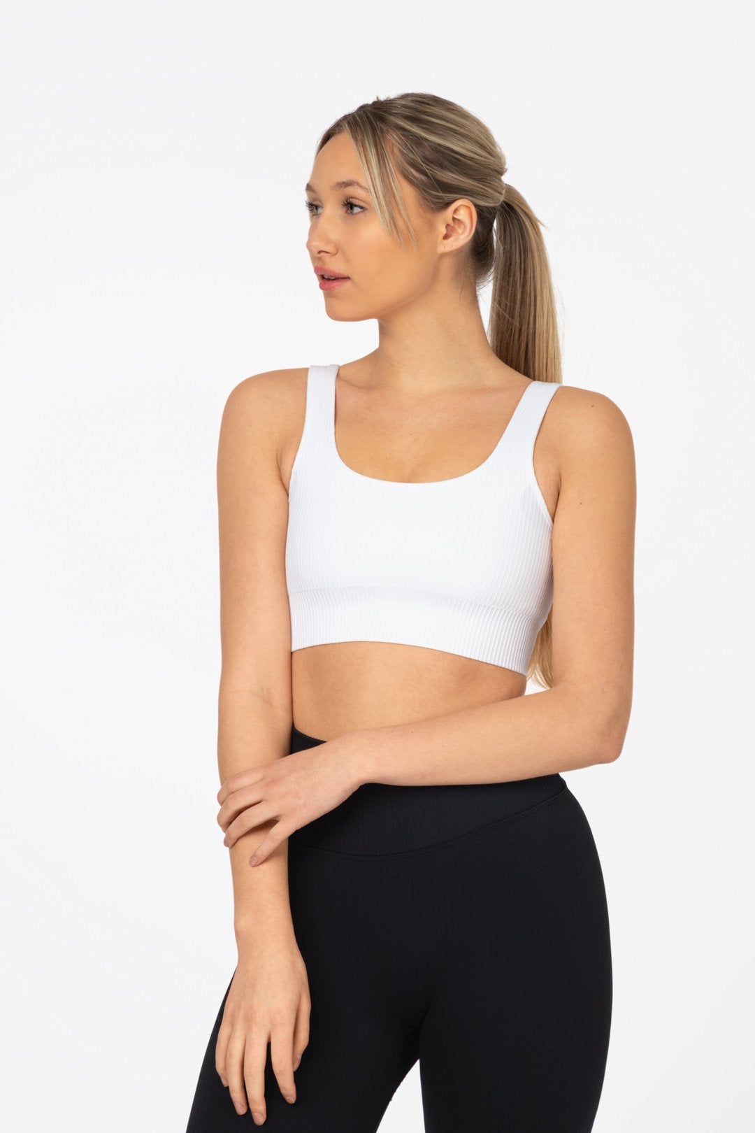 White Ribbed Seamless Bra - for dame - Famme - Sports Bra